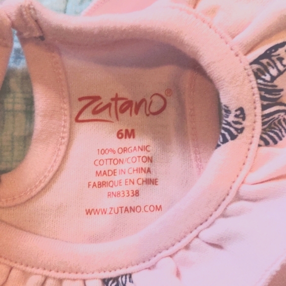 Pink Ruffle bum Zebra onesie, Zutano 6 months - Picture 2 of 7